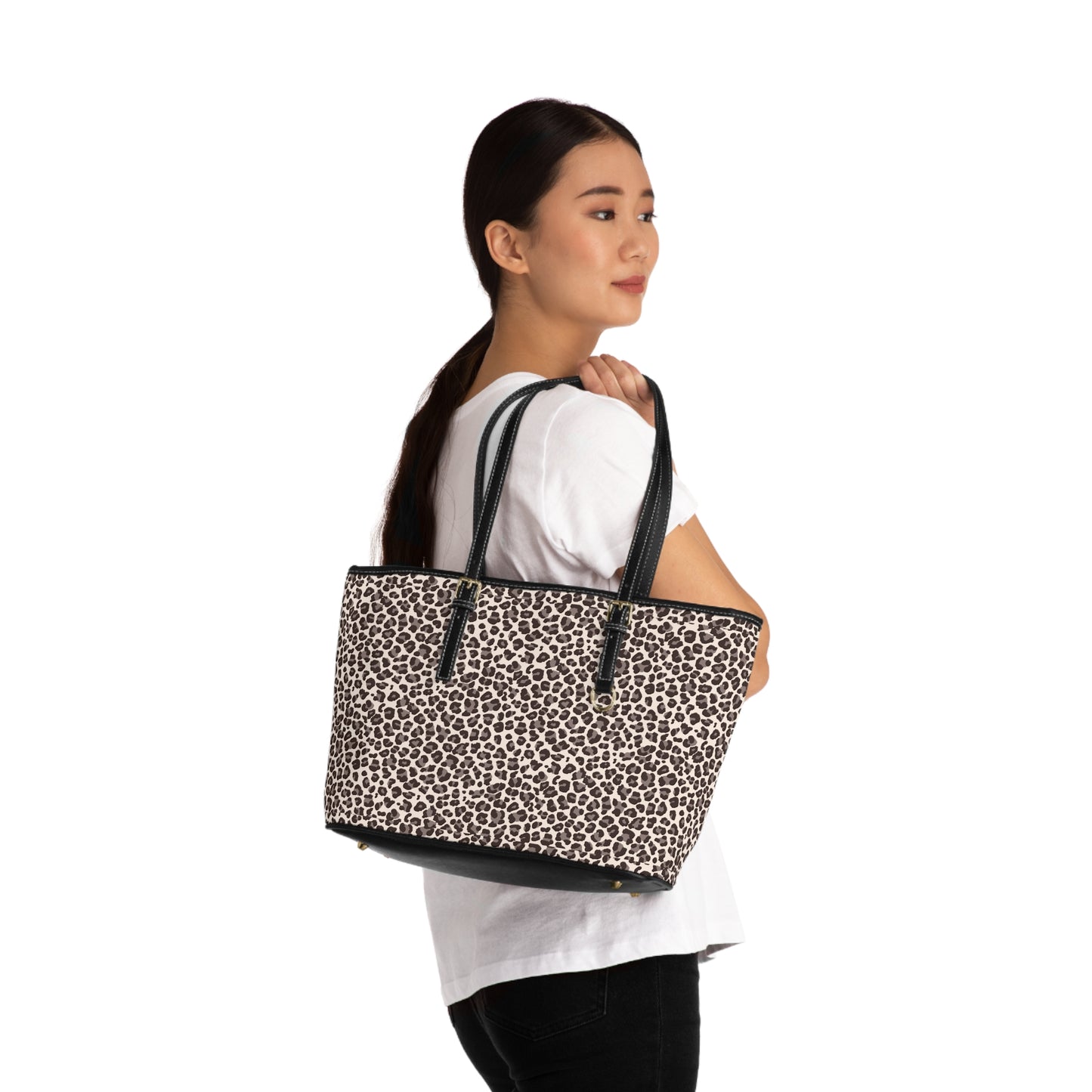 Leopard Print PU Shoulder Bag — Animal Print Tote Purse
