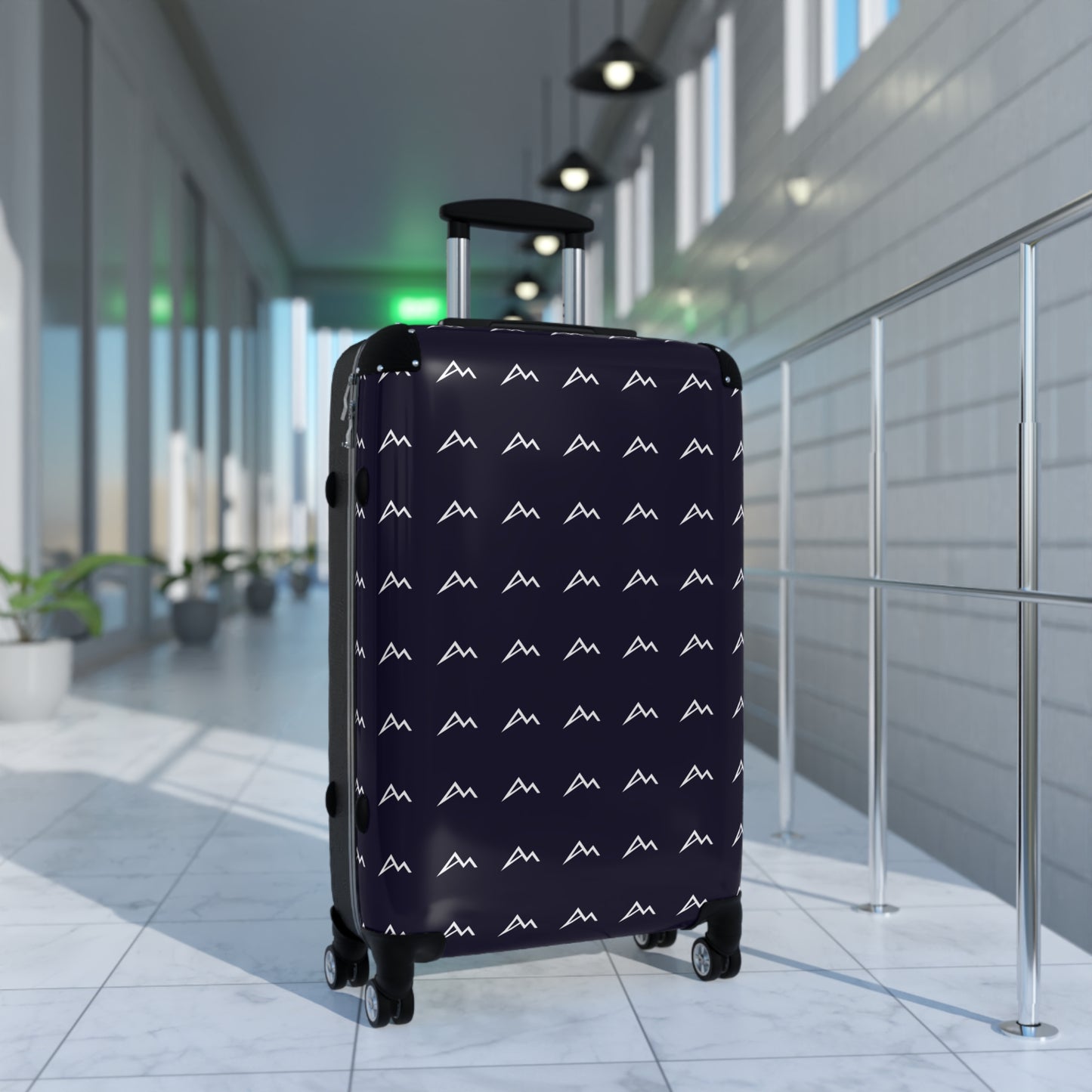 Navy Mountain Pattern Carry-On Suitcase