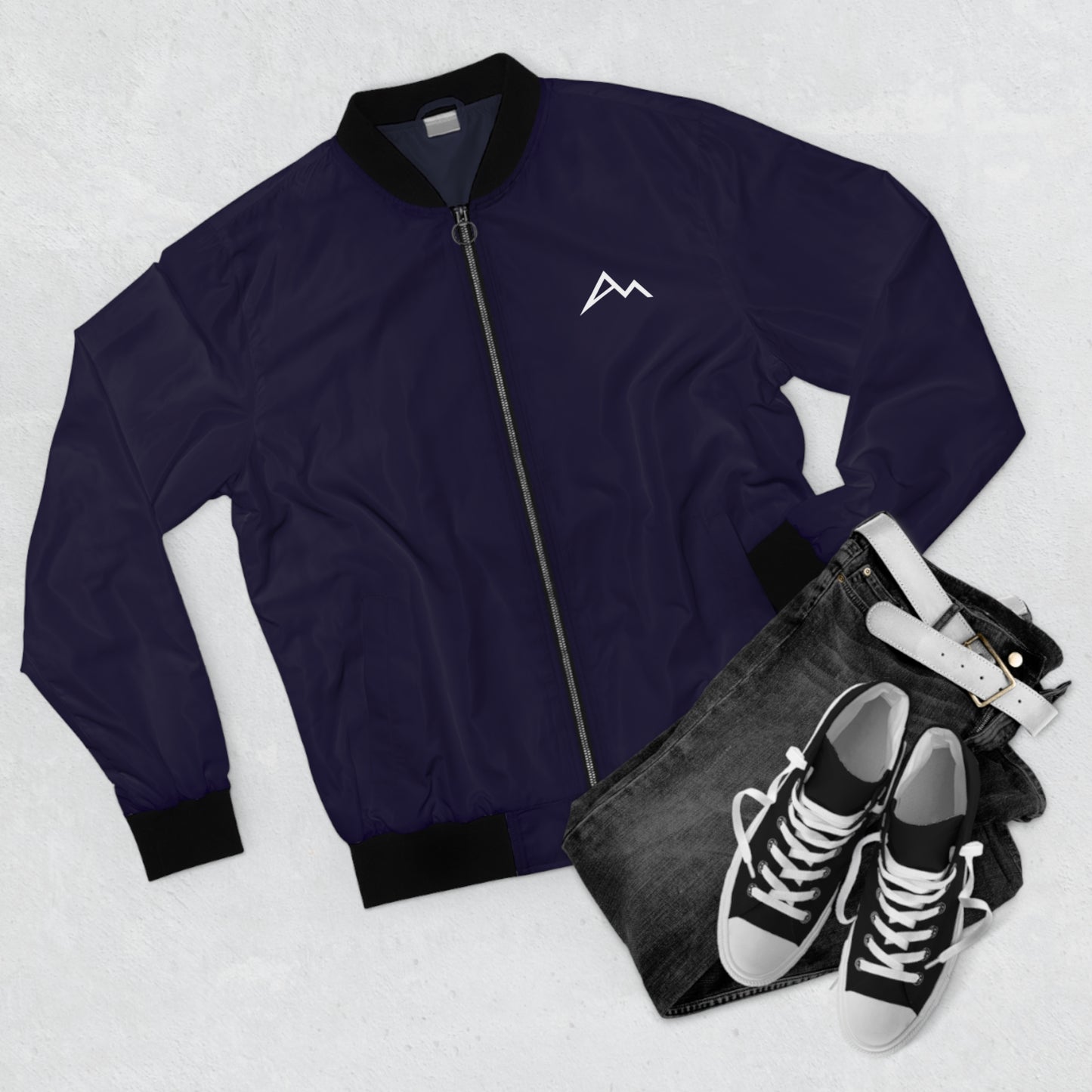 Men's Navy Mountain Logo Bomber Jacket