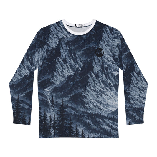Men's Mountain-Print Long Sleeve Shirt – Alpine Forest All-Over Graphic Tee