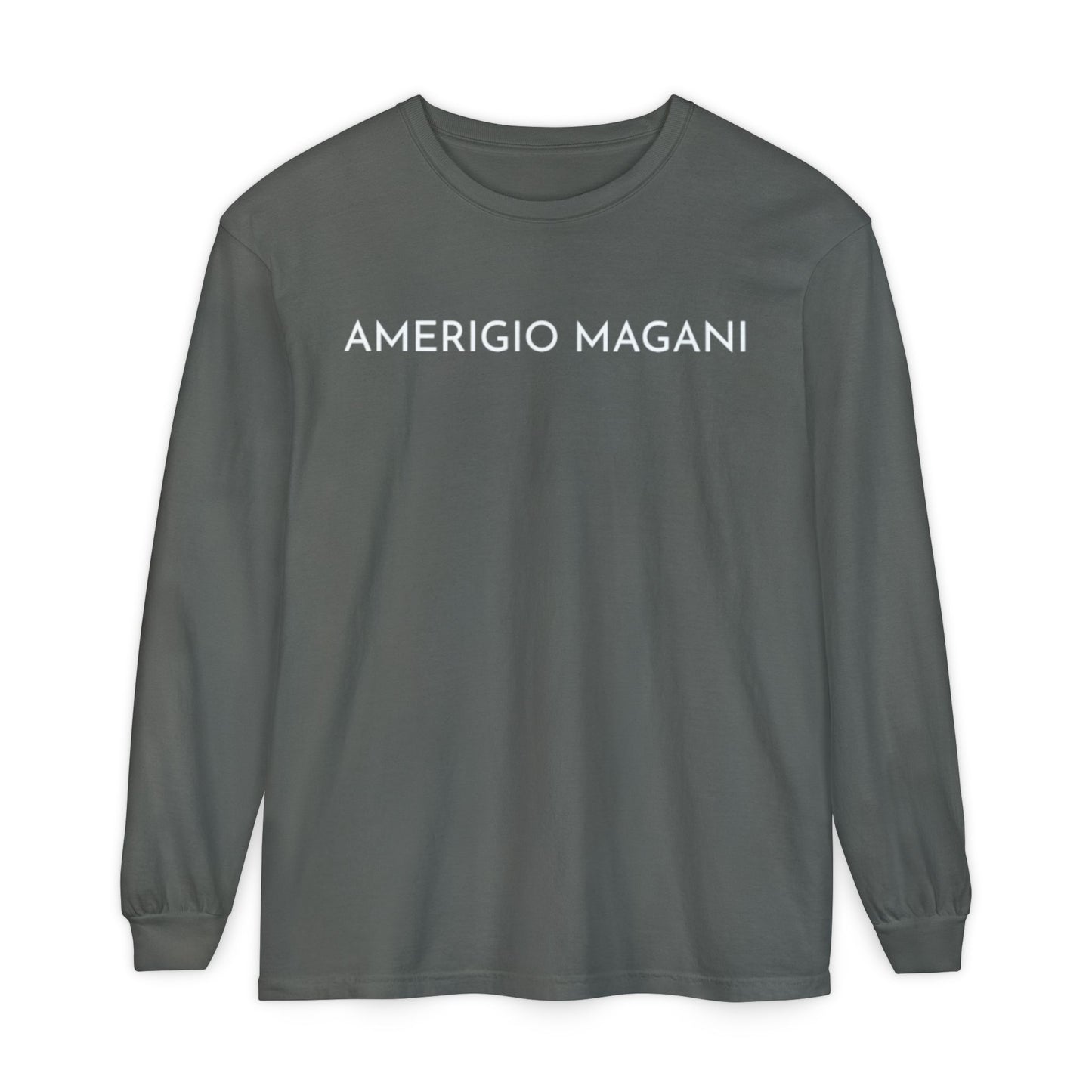 Amerigio Magani Long Sleeve Tee — Minimalist Name Graphic Shirt