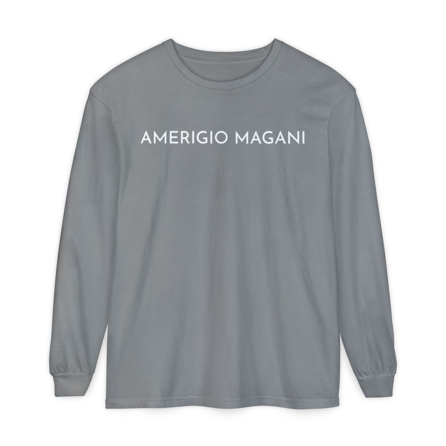 Amerigio Magani Long Sleeve Tee — Minimalist Name Graphic Shirt