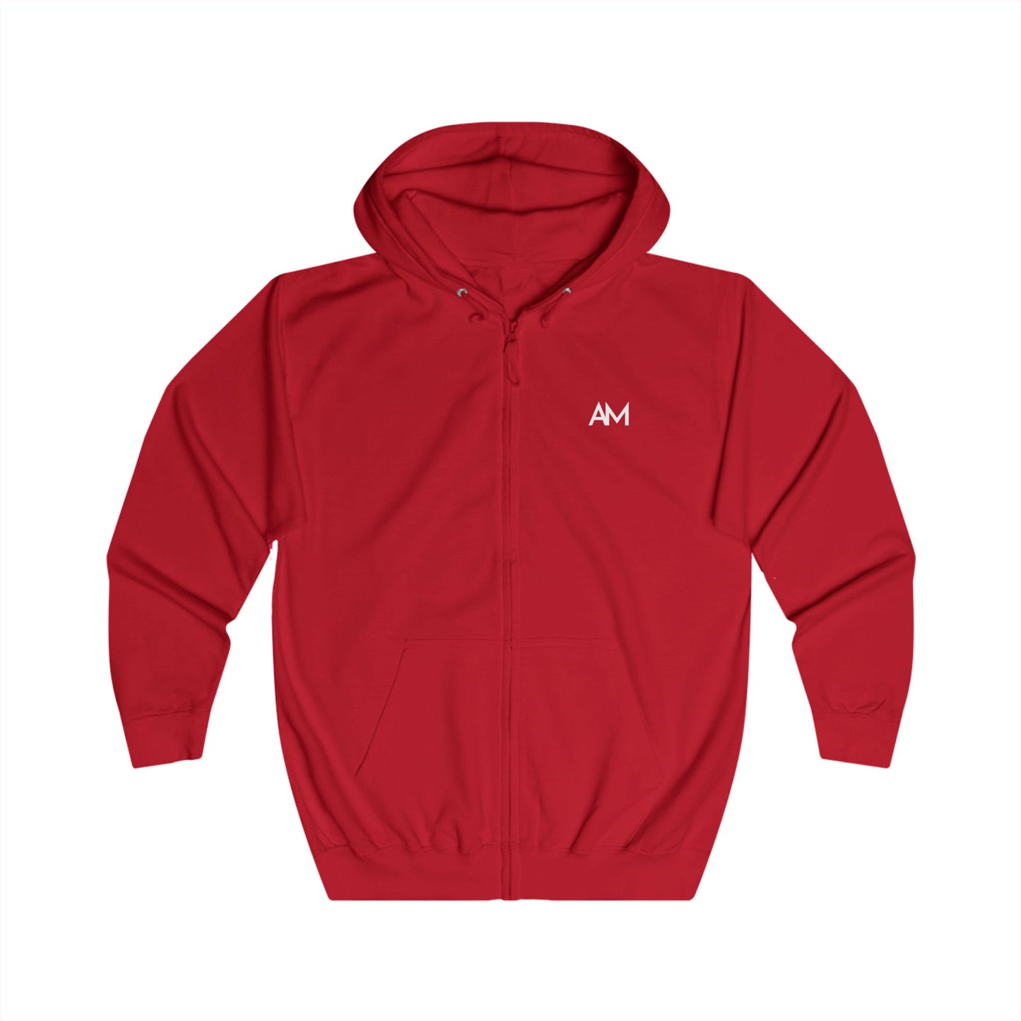 AM Logo Full-Zip Hoodie — Minimal Embroidered Chest Zip-Up Hoodie