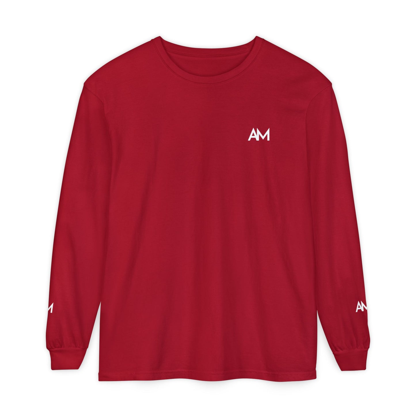 AM Logo Garment-Dyed Long Sleeve T-Shirt — Minimalist Unisex Tee