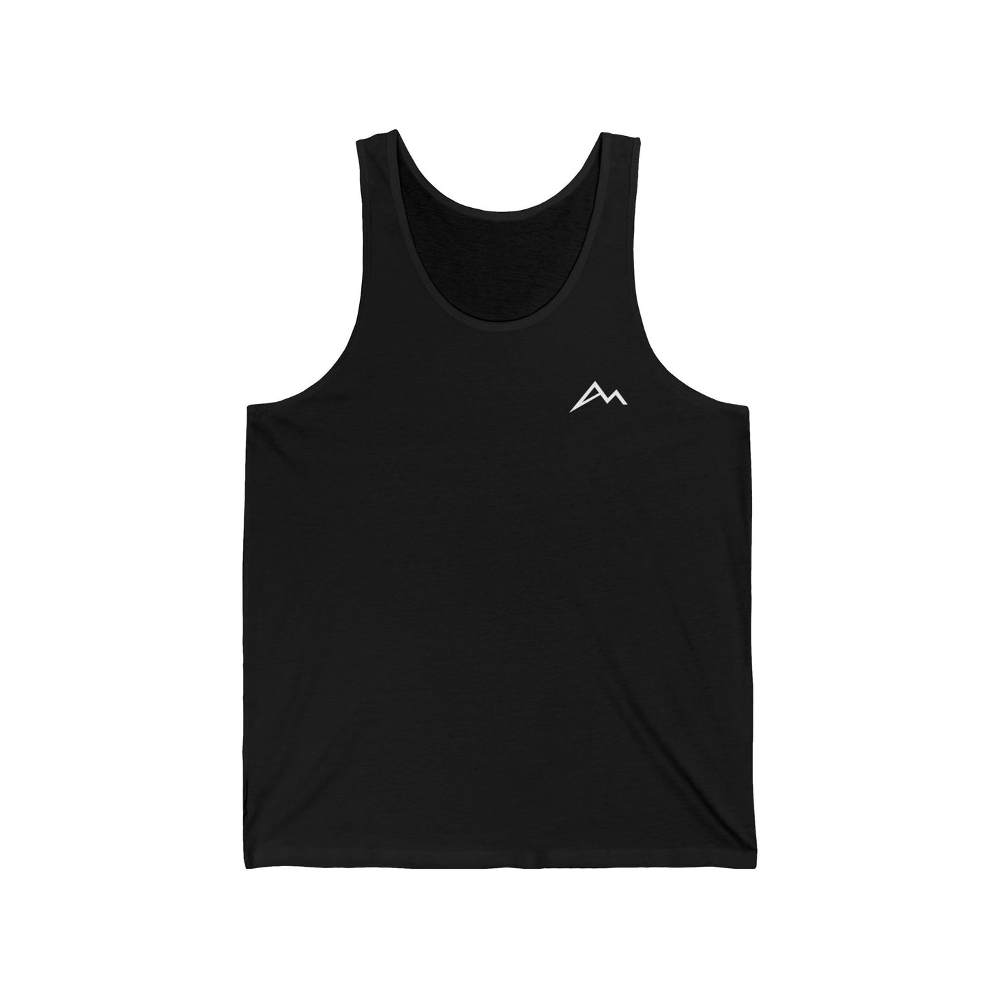 Minimal Mountain Logo Tank Top — Casual Black Athletic Jersey Tank