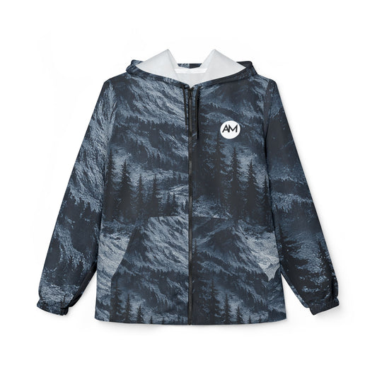 Forest Night Windbreaker Jacket — Moody Tree Silhouette Hooded Outerwear