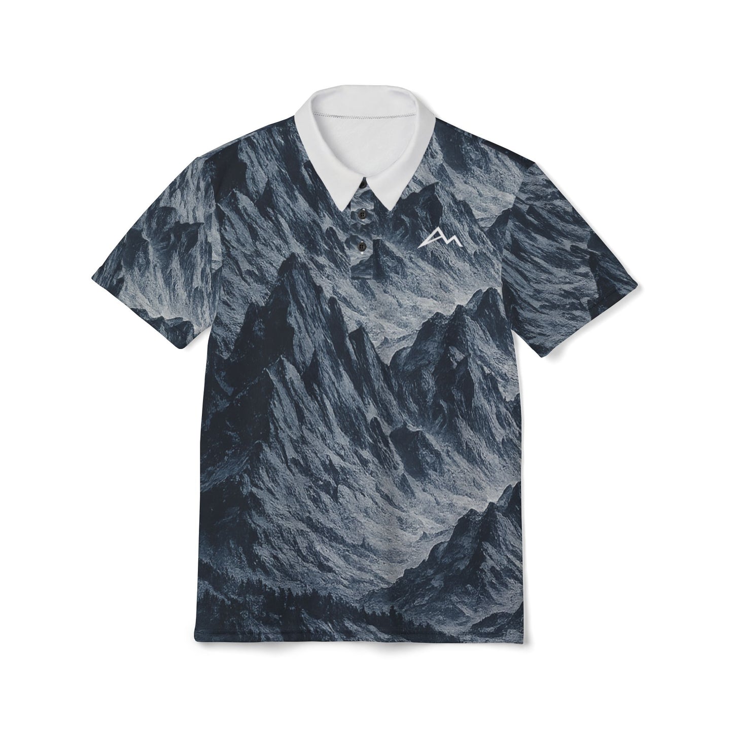 Mountain Wave Polo Shirt — All-Over Print Outdoor Graphic Polo