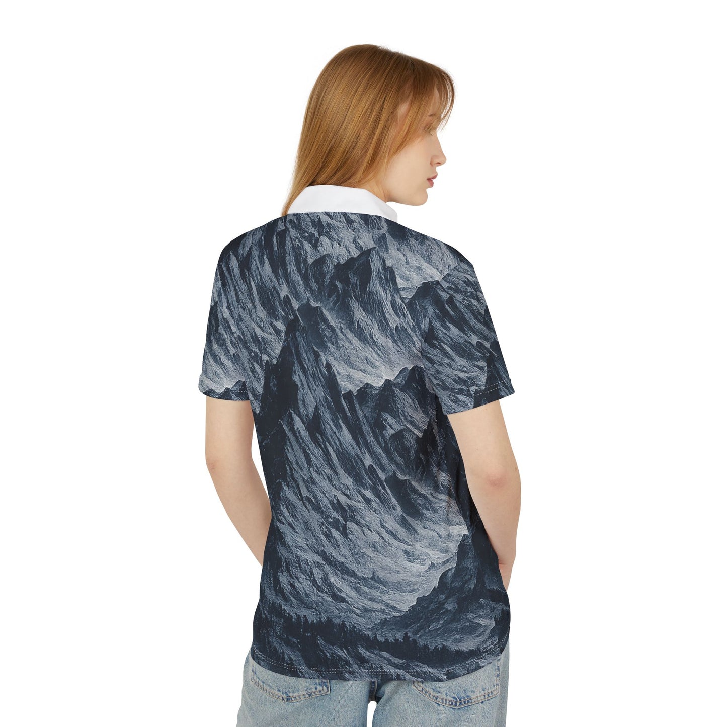 Mountain Wave Polo Shirt — All-Over Print Outdoor Graphic Polo