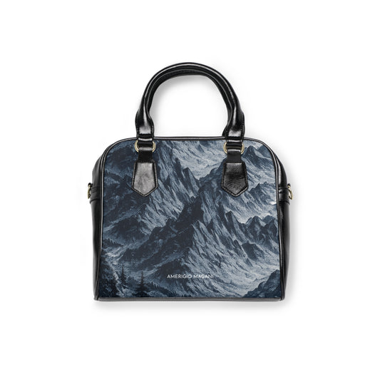 Shoulder Handbag - Stormy Ocean Waves Print Leather Tote