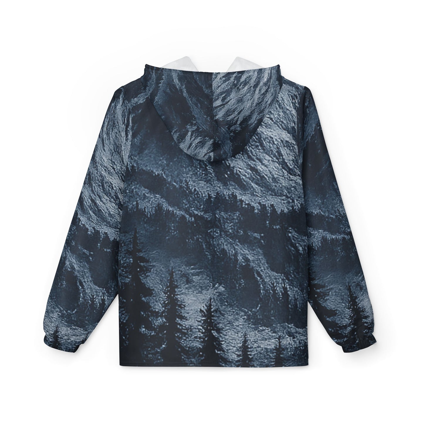 Forest Night Windbreaker Jacket — Moody Tree Silhouette Hooded Outerwear