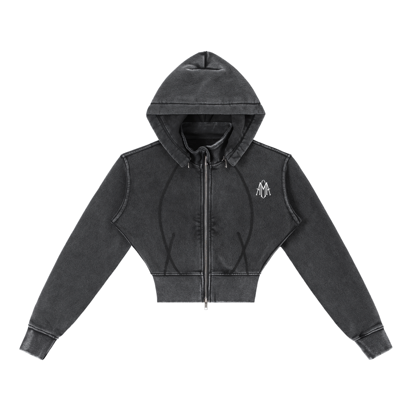 Vintage Washed Cropped Fleece Hoodie