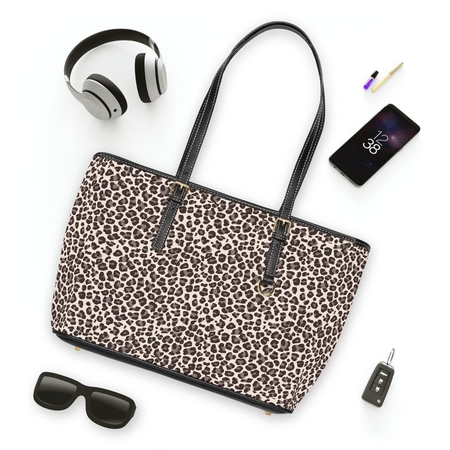 Leopard Print PU Shoulder Bag — Animal Print Tote Purse