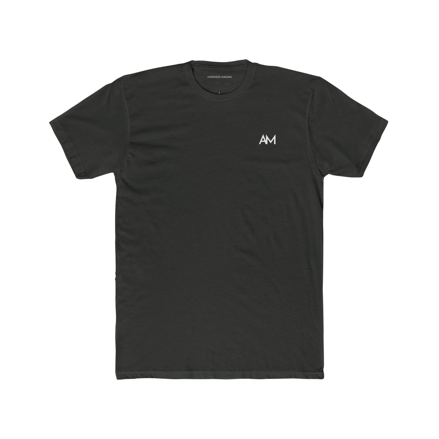 Mountain Peak Graphic Tee — AM Logo Black Cotton T-Shirt