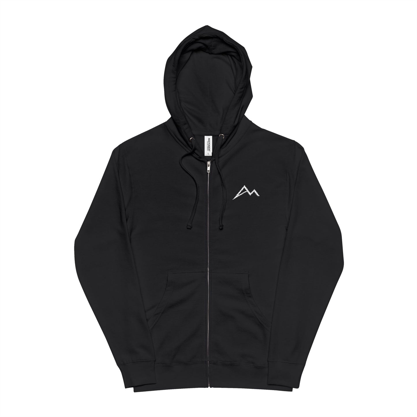 Mountain Logo Zip-Up Hoodie — Minimal Outdoor Fleece Jacket