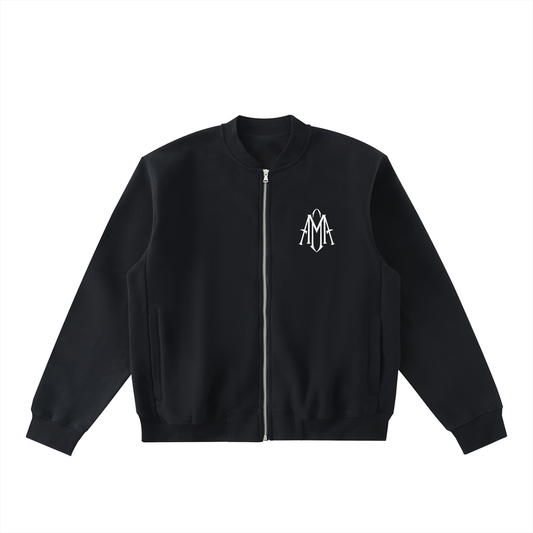 Essential Zip-Up Fleeced Varsity Jacket