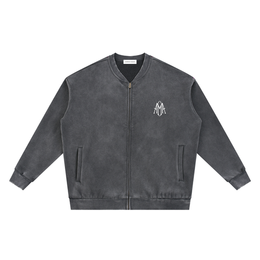 Vintage Washed Fleece Baseball Jacket