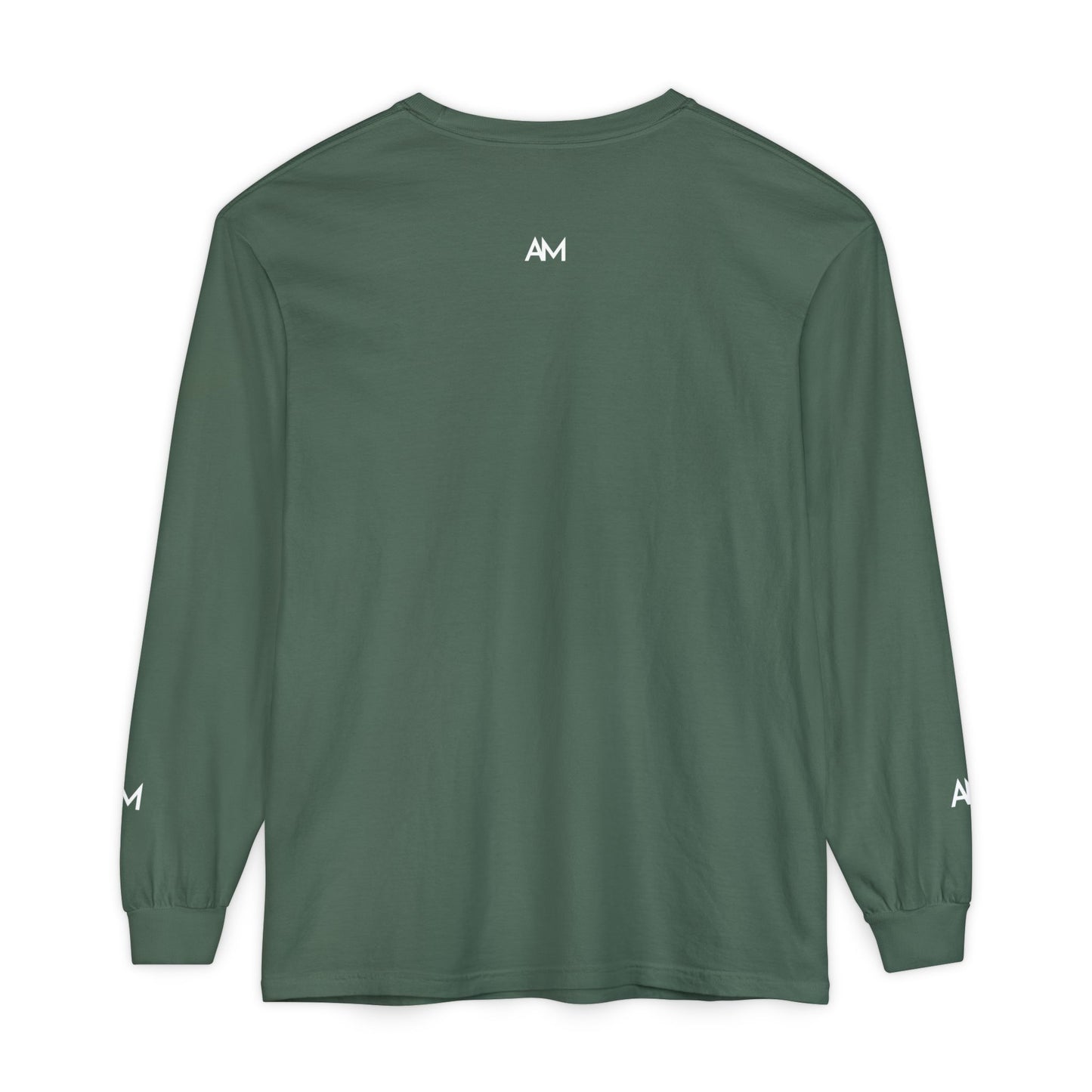AM Logo Garment-Dyed Long Sleeve T-Shirt — Minimalist Unisex Tee