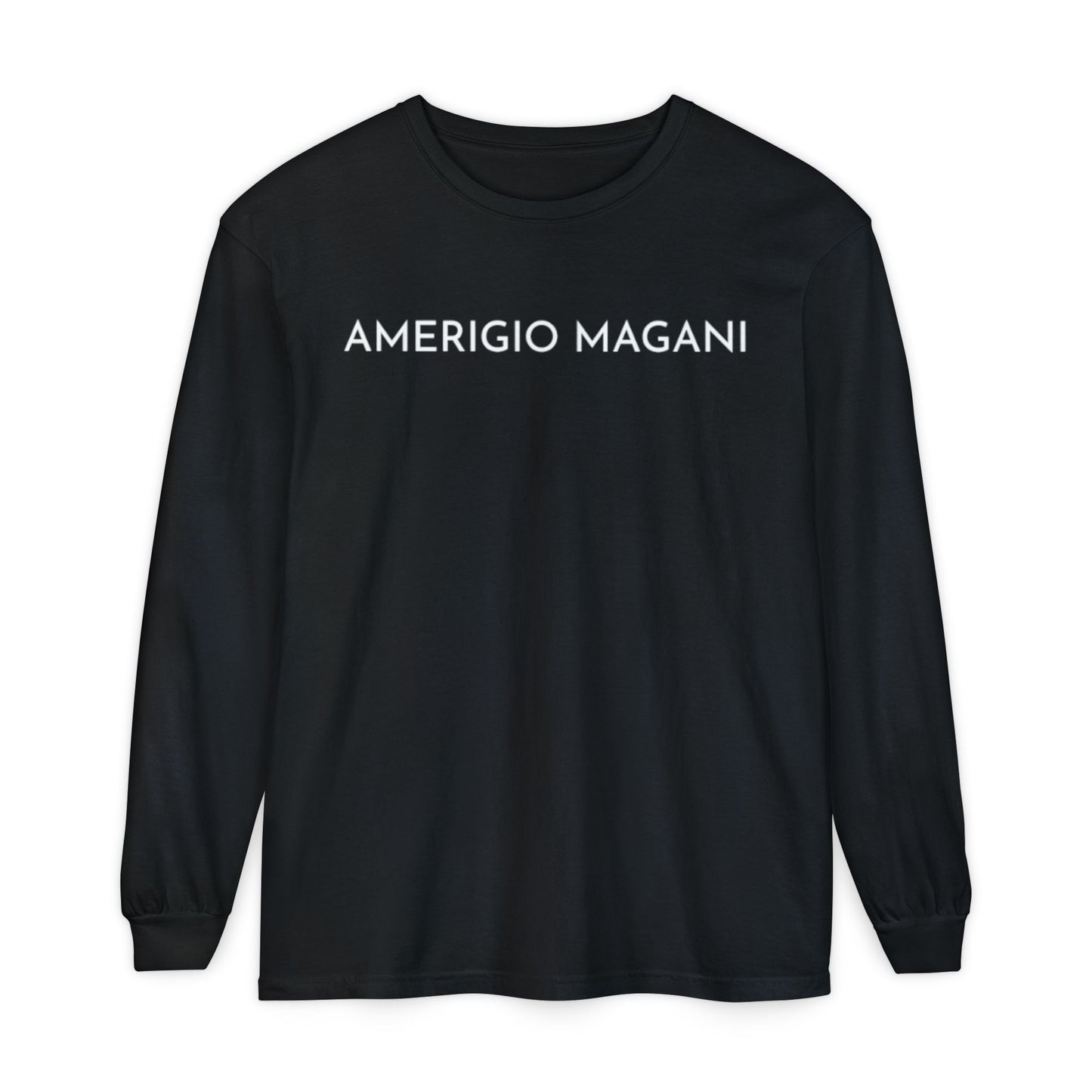 Amerigio Magani Long Sleeve Tee — Minimalist Name Graphic Shirt