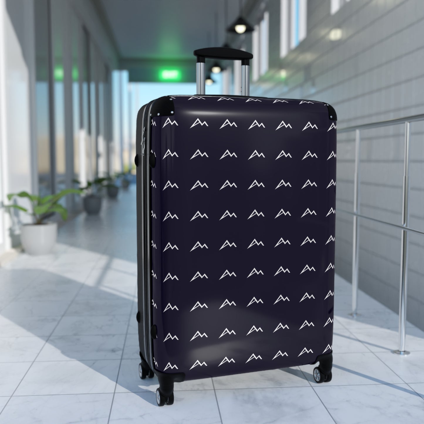 Navy Mountain Pattern Carry-On Suitcase