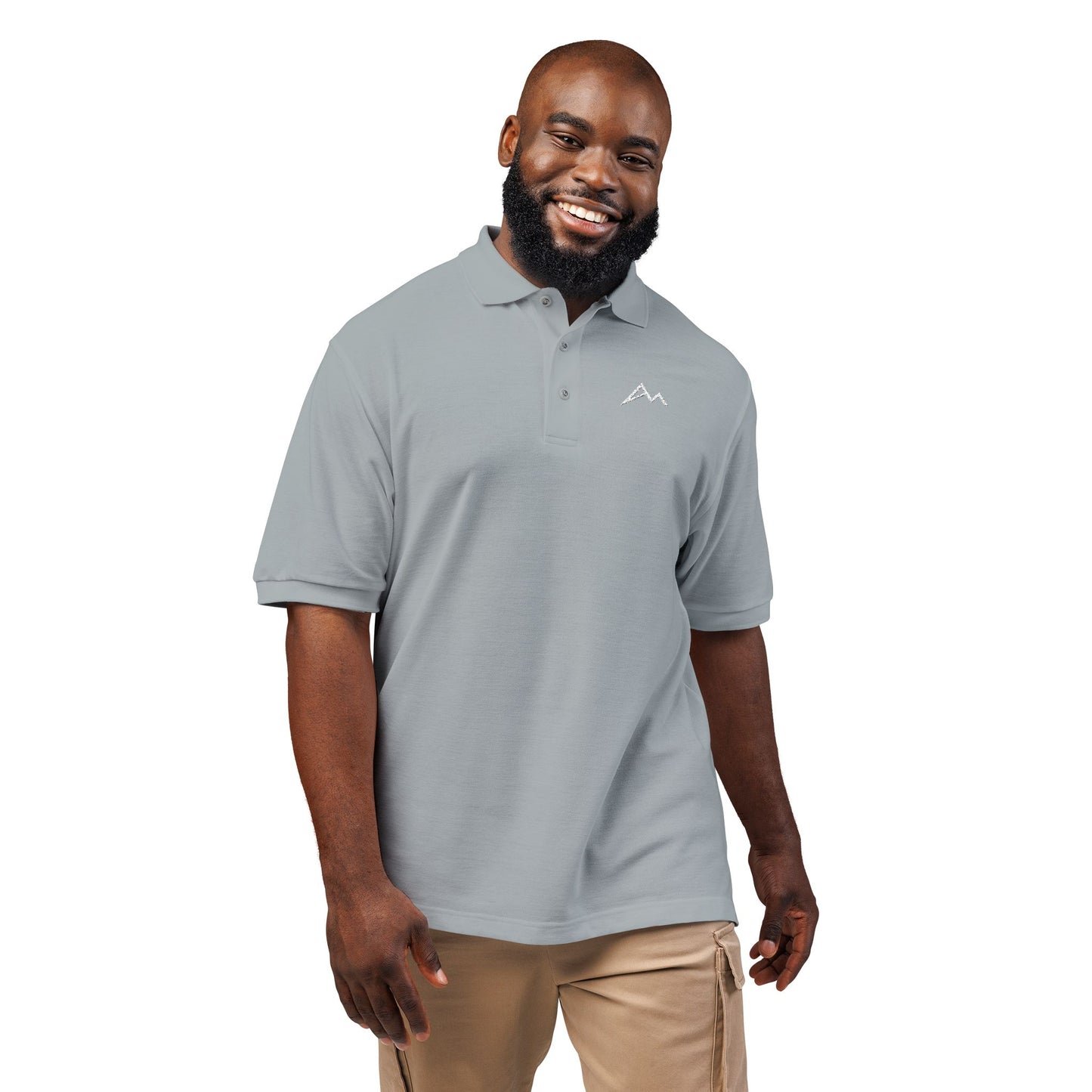 Embroidered Minimalist Mountain Polo Shirt