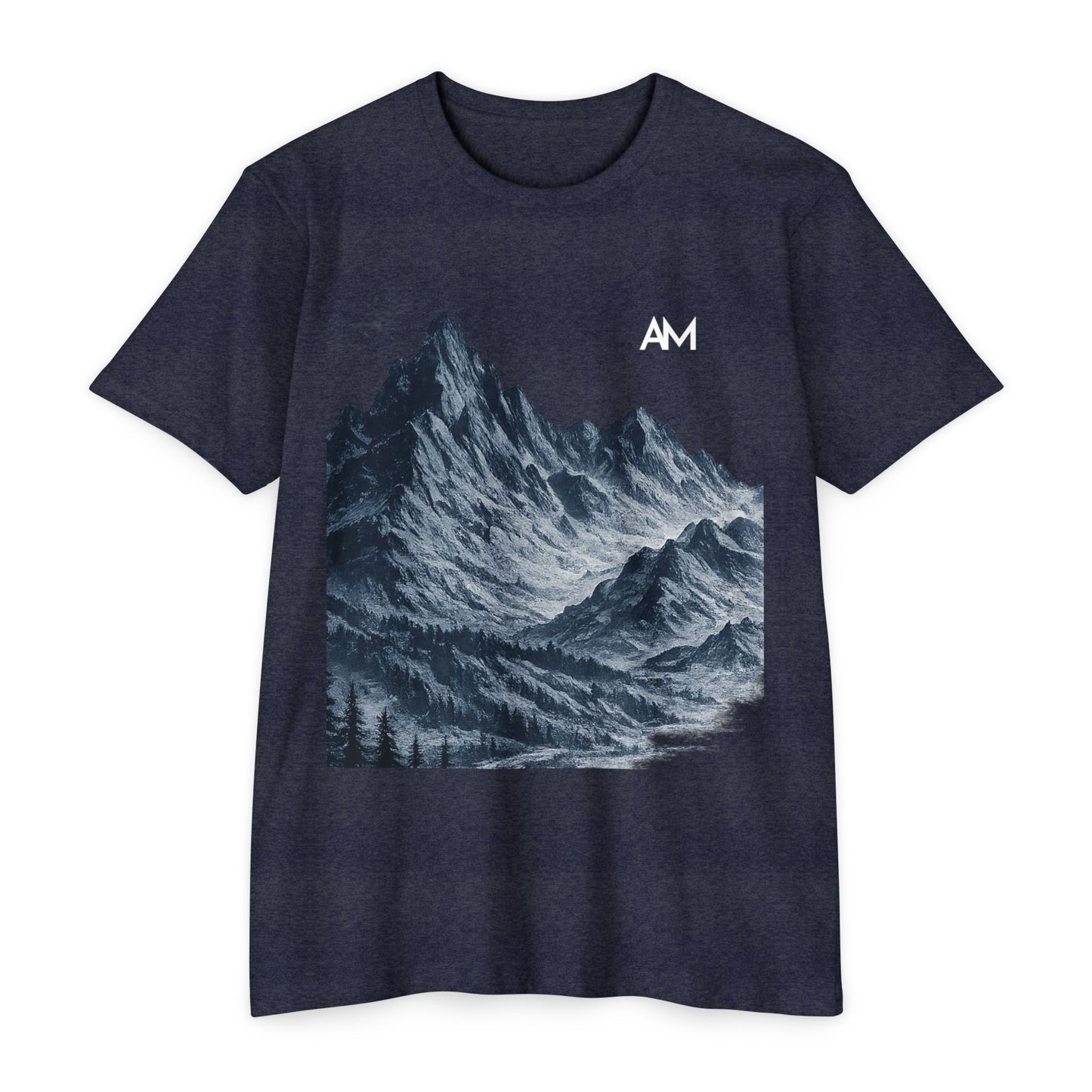Mountain Nightscape T‑Shirt — AM Logo Graphic Tee