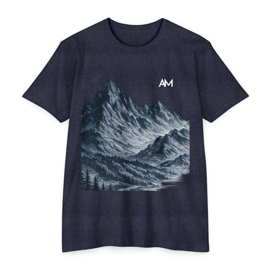 Mountain Nightscape T‑Shirt — AM Logo Graphic Tee