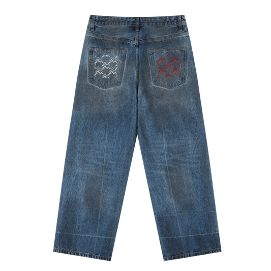 Vintage Wash Baggy Denim Jeans AM