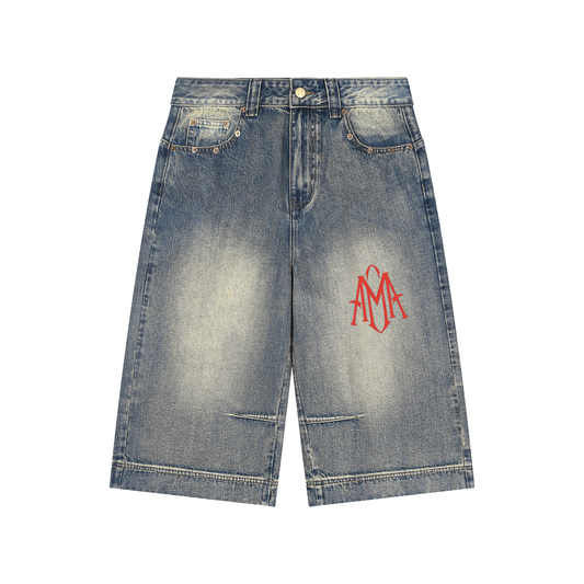 Vintage Wash Baggy Denim Shorts