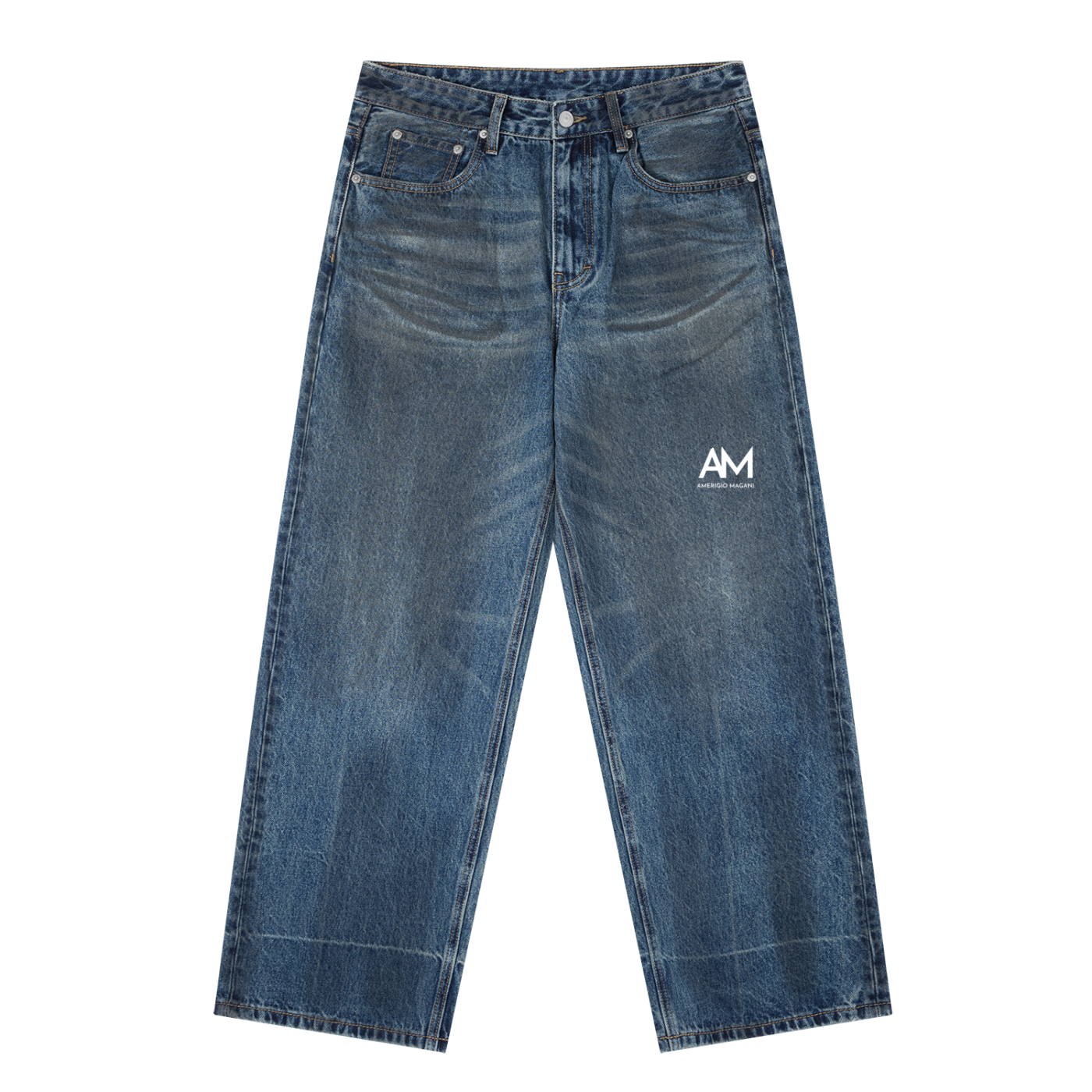 Vintage Wash Baggy Denim Jeans AM