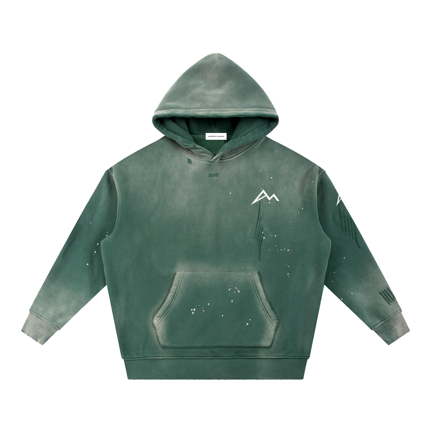 Vintage Washed Frayed Fleece Hoodie