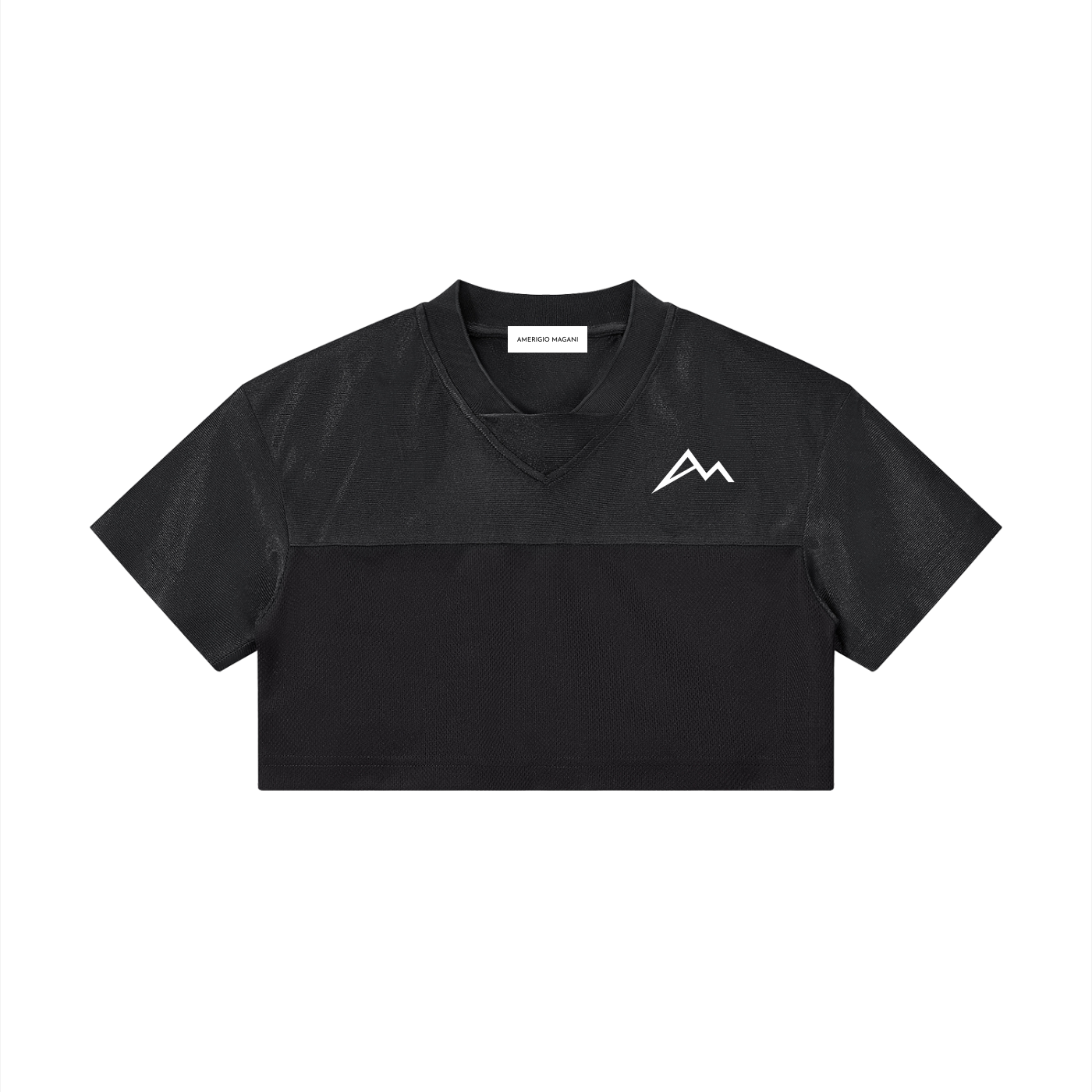 Damen-Cropped-V-Ausschnitt-Jersey mit Paneelen