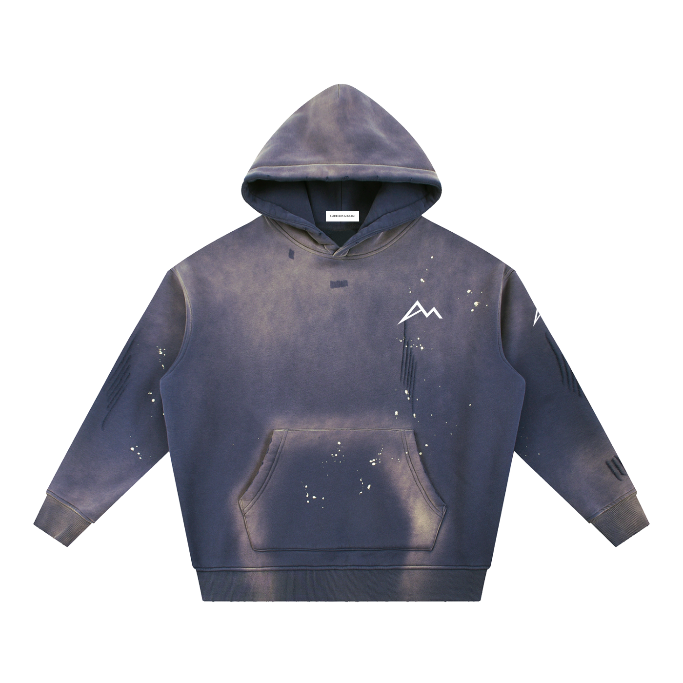 Vintage Washed Frayed Fleece Hoodie