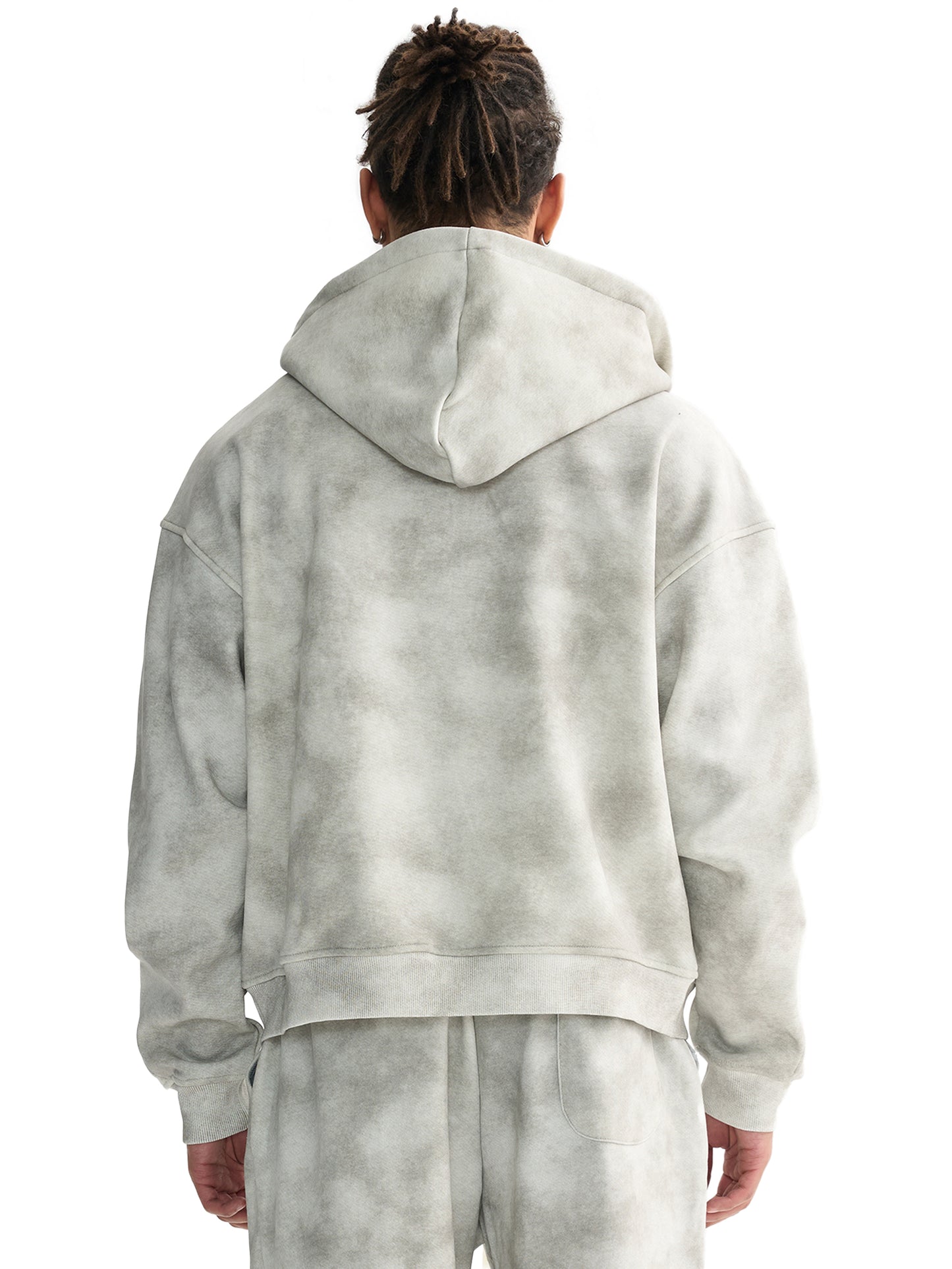 Sweat à capuche zippé en molleton délavé