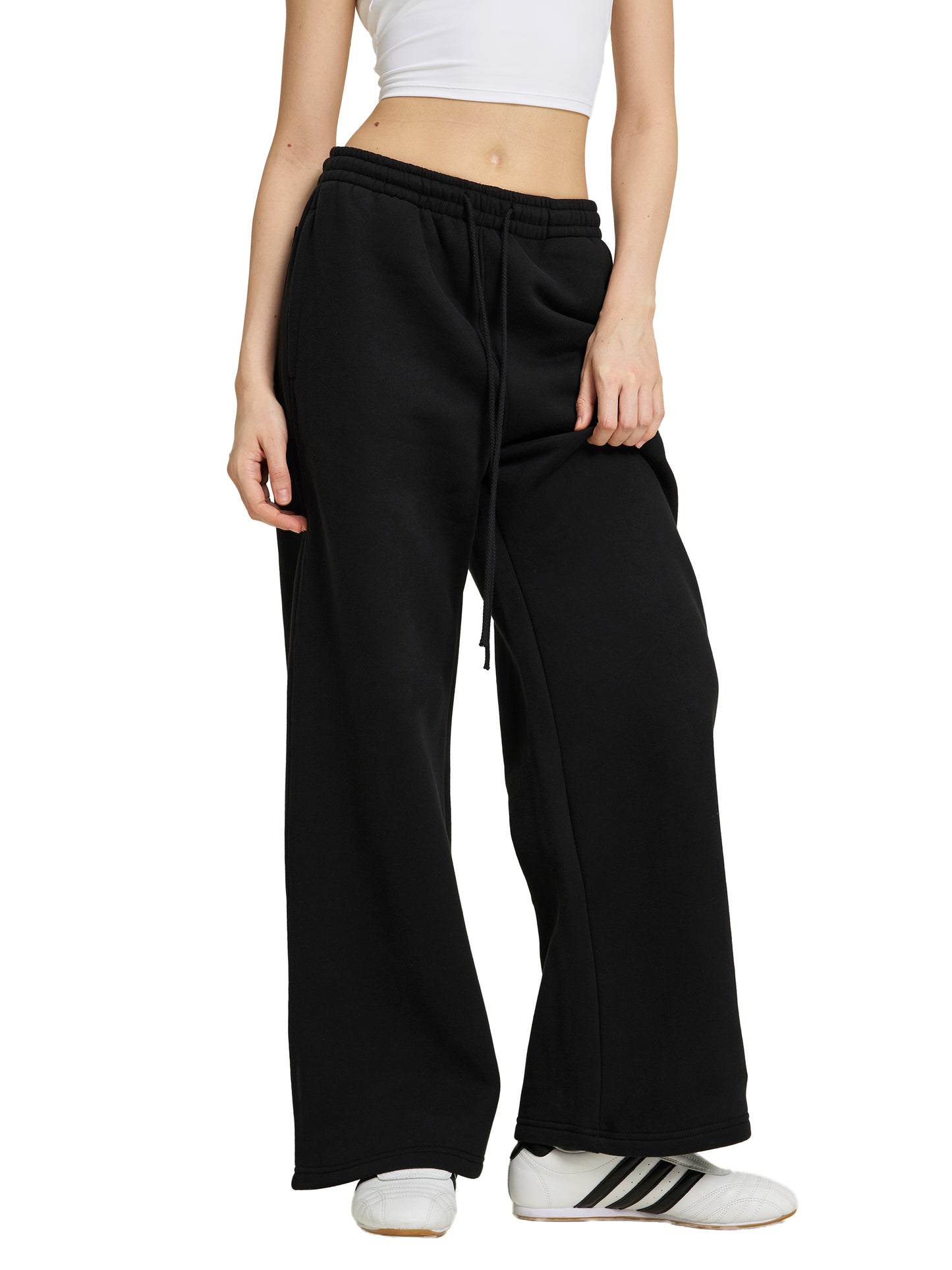 Fleece Drawstring Straight-Leg Sweatpants