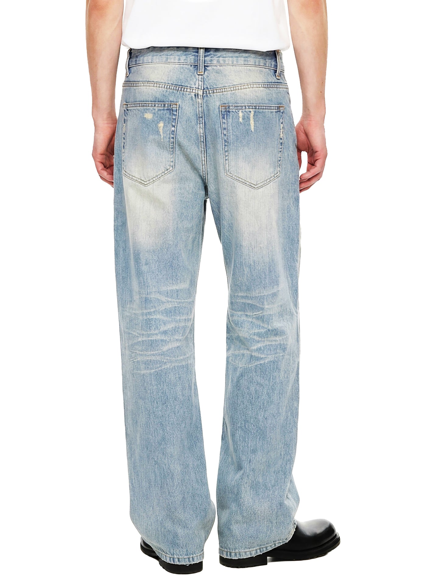 Sun Fade Raw Hem Denim Jeans Style 2